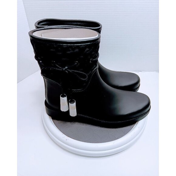 Jessica Simpson Womens Black Rubber Ankle Boots With Quilted Fabric Detailing & - Picture 7 of 7